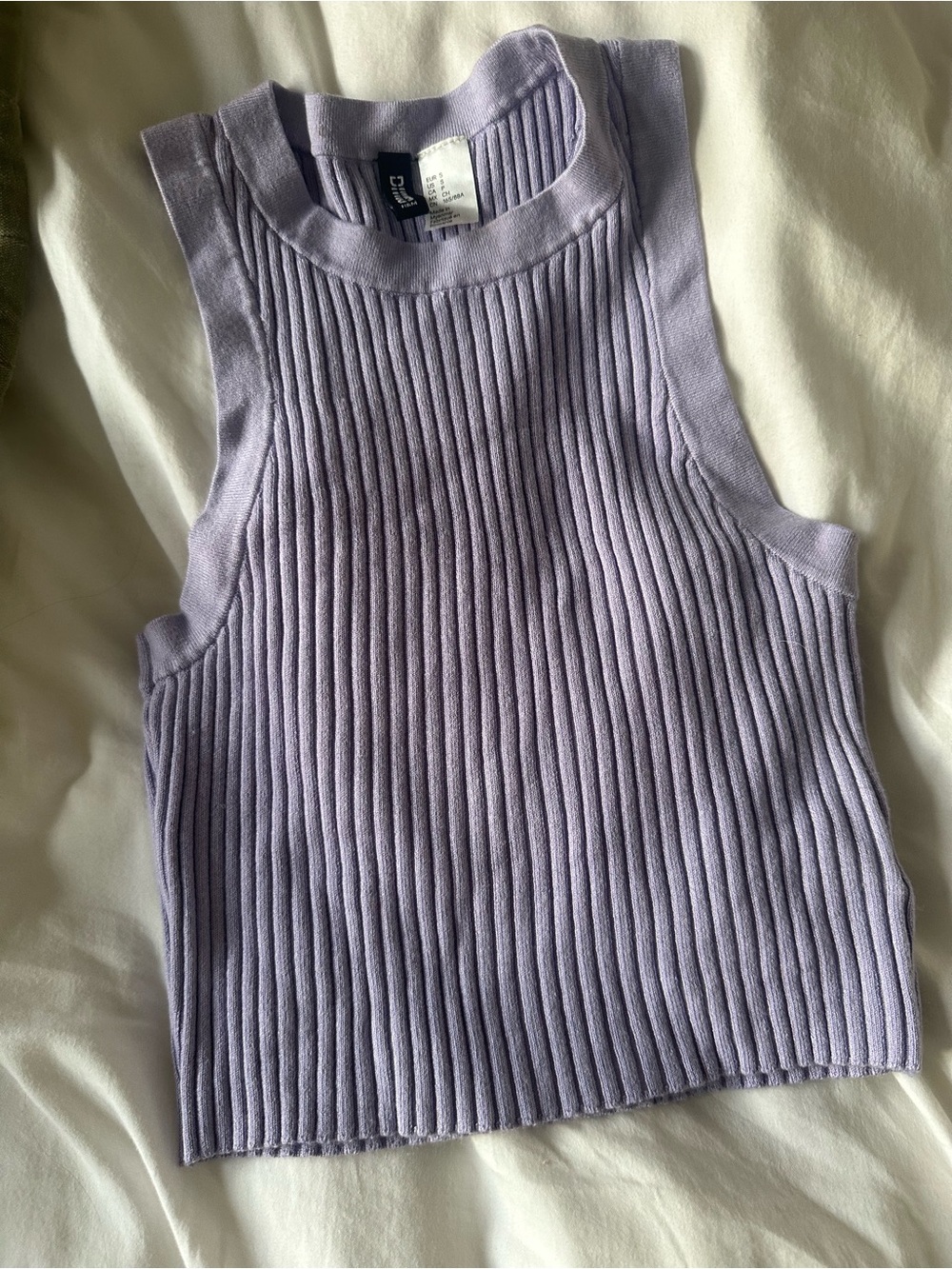 Lilac Ribbed Sleeveless Crop